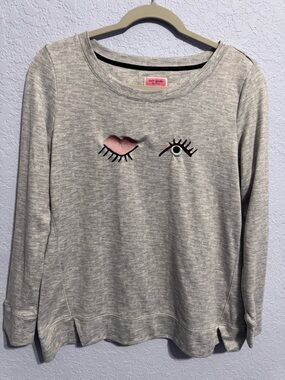 Kate Spade Gray Winking Eye Soft Cozy Brushed Knit Sweatshirt